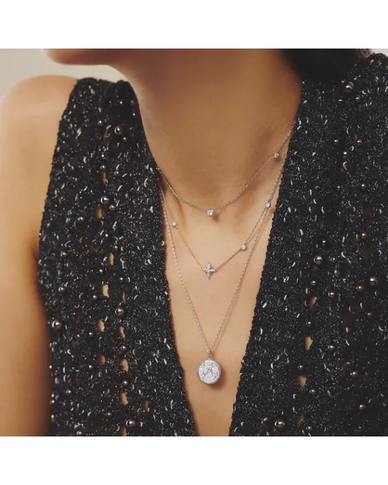 Κολιέ Ania Haie Eight-Pointed Star Cubic Zirconia Station Necklace N065-02H - 