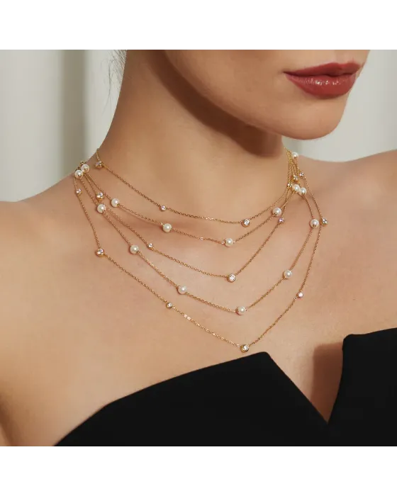 Κολιέ Ania Haie Shell Pearl Station Chain Necklace N065-03G - 