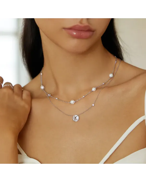 Κολιέ Ania Haie Shell Pearl and Star Station Necklace N065-09H - 