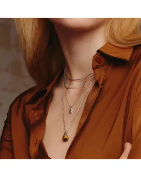 Κολιέ Ania Haie Tiger Eye Droplet Pendant Necklace N068-05H - 