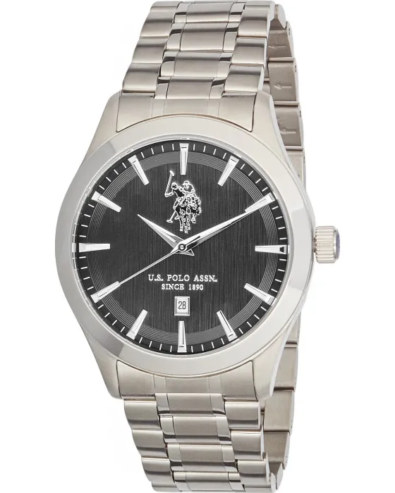 Ανδρικό ρολόι U.S. Polo Assn. Yale USP7366BK, Μαύρο καντράν, Μπρασελέ από Ανοξείδωτο ατσάλι