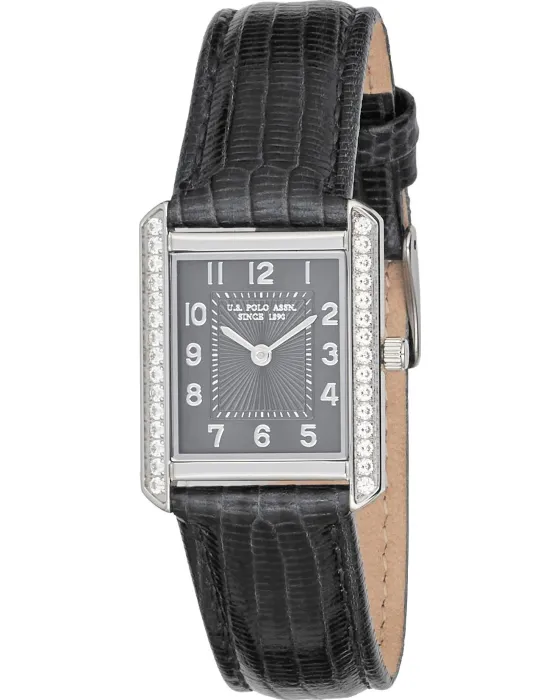 Γυναικείο ρολόι U.S. Polo Assn. Athena USP8500BK, Μαύρο καντράν, Λουρί από Δερμάτινο
