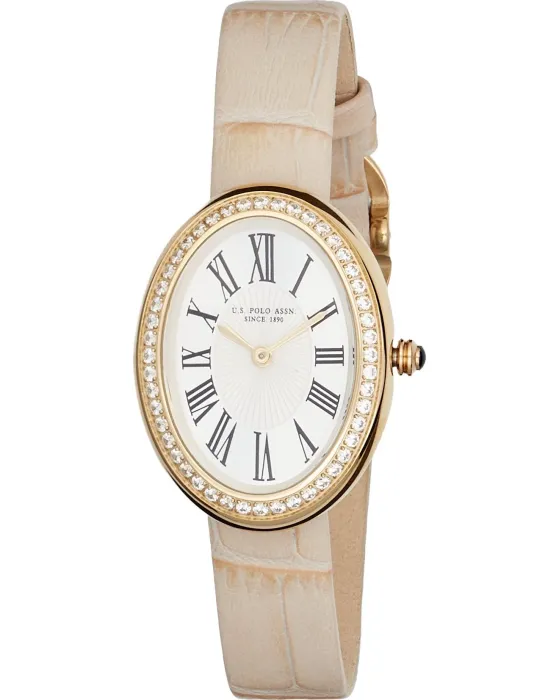 Women's watch U.S. Polo Assn. Ophelia USP8506YG, Silver dial, Strap in Leather