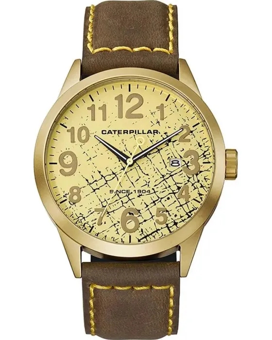 Ανδρικό ρολόι Caterpillar Extend EX18135818, Χρυσό καντράν, Λουρί από Δερμάτινο