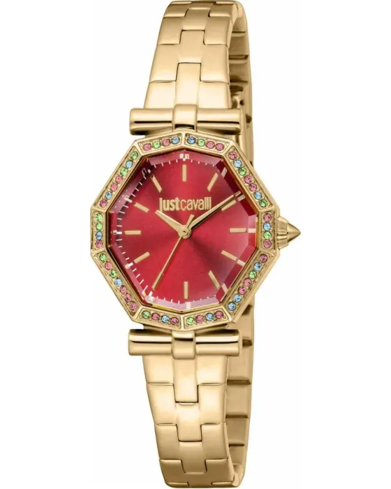 Women's watch Just Cavalli Foschia Octagonal JC1L400M0065, Red dial, Bracelet in Stainless Steel