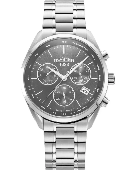Men's watch Roamer Pro Chronograph 993819-41-85-20, Charcoal dial, Bracelet in Stainless Steel