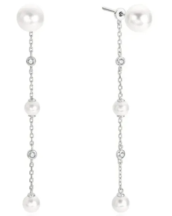 Ania Haie Cascade Shell Pearl Station Drop Earrings E075-11H, Silver 925, Silver