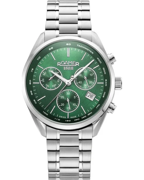 Men's watch Roamer Pro Chronograph 993819-41-75-20, Green dial, Bracelet in Stainless Steel