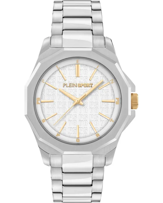 Ανδρικό ρολόι Plein Sport Onyx PSNGA0525, Ασημί καντράν, Μπρασελέ από Ανοξείδωτο ατσάλι