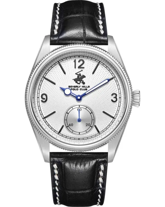 Ανδρικό ρολόι Beverly Hills Polo Club BP3807X.331, Ασημί καντράν, Λουρί από Δερμάτινο