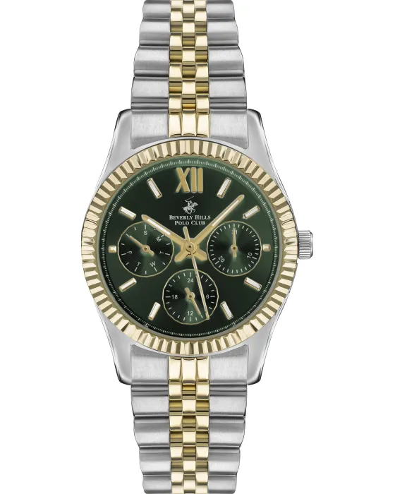 Γυναικείο ρολόι Beverly Hills Polo Club BP3169C.271, Πράσινο καντράν, Μπρασελέ από Ανοξείδωτο ατσάλι