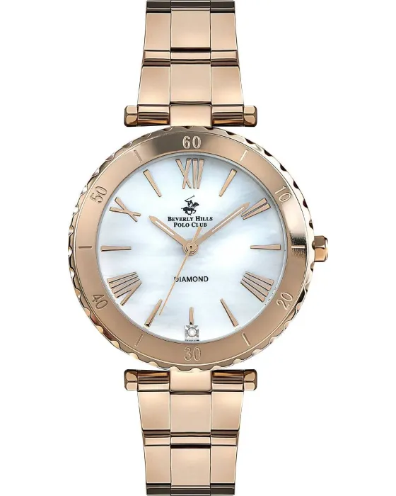 Γυναικείο ρολόι Beverly Hills Polo Club BP3185X.430, Λευκό / Φίλντισι καντράν, Μπρασελέ από Ανοξείδωτο ατσάλι
