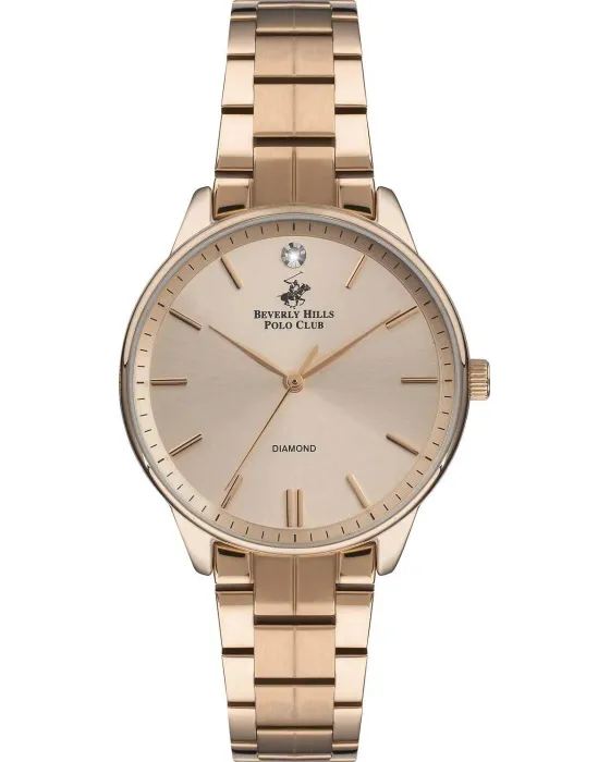 Γυναικείο ρολόι Beverly Hills Polo Club BP3230X.410, Ροζ Χρυσό καντράν, Μπρασελέ από Ανοξείδωτο ατσάλι