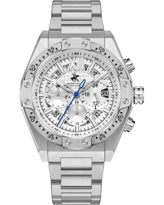 Ανδρικό ρολόι Beverly Hills Polo Club BP3743X.330, Ασημί καντράν, Μπρασελέ από Ανοξείδωτο ατσάλι