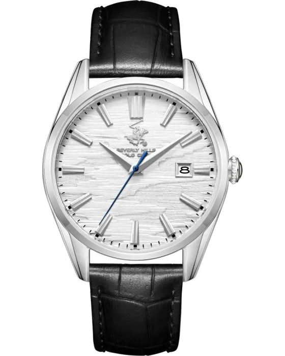 Ανδρικό ρολόι Beverly Hills Polo Club BP3811X.311, Ασημί καντράν, Λουρί από Δερμάτινο