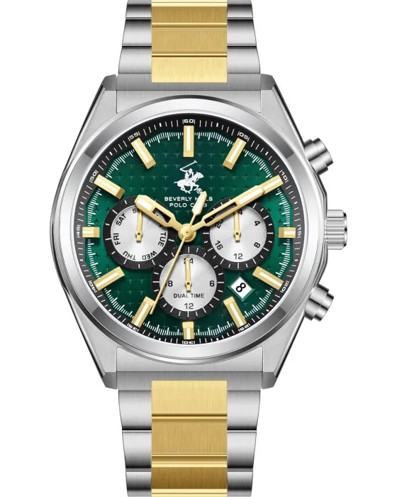 Ανδρικό ρολόι Beverly Hills Polo Club BP3831X.270, Πράσινο καντράν, Μπρασελέ από Ανοξείδωτο ατσάλι