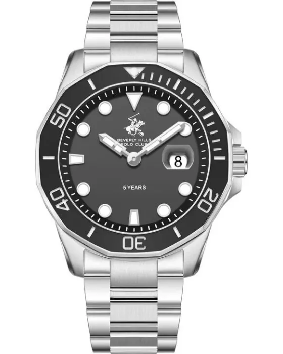Ανδρικό ρολόι Beverly Hills Polo Club BP3878X.350, Μαύρο καντράν, Μπρασελέ από Ανοξείδωτο ατσάλι