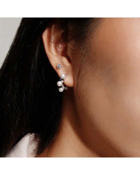 Σκουλαρίκια Ania Haie Braided Shell Pearl Huggie Hoop E069-07T - 