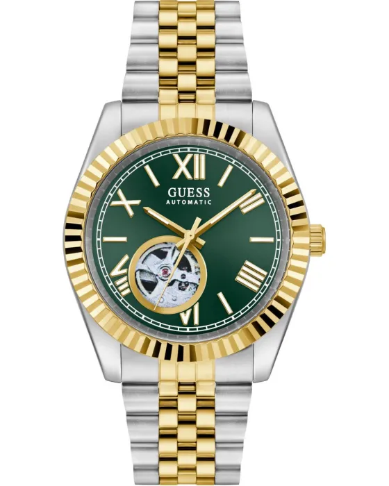 Ανδρικό ρολόι Guess Connoisseur Automatic GW0984G4, Πράσινο καντράν, Μπρασελέ από Ανοξείδωτο ατσάλι