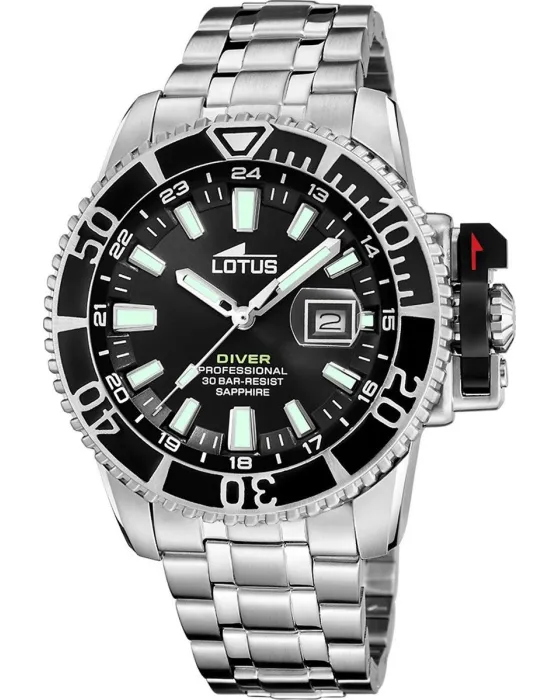 Men's watch Lotus Diver L18938 / 4, Black dial, Bracelet in Stainless Steel