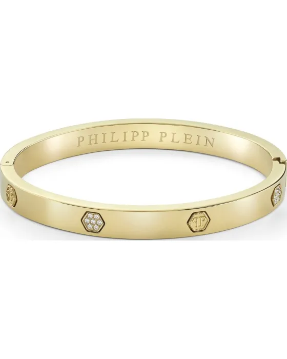 Philipp Plein Cuff Crystals Bracelet PJ1EA31BM, Stainless steel, Gold