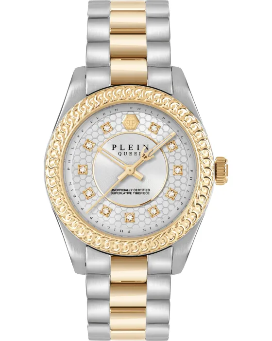 Γυναικείο ρολόι Philipp Plein Queen Supreme Crystals PW7FA0326, Ασημί καντράν, Μπρασελέ από Ανοξείδωτο ατσάλι
