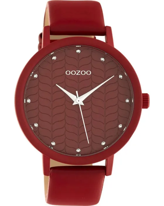 Γυναικείο ρολόι Oozoo Timepieces C10656, Κόκκινο καντράν, Λουρί από Δερμάτινο