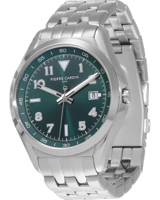 Ανδρικό ρολόι Pierre Cardin Vaugirard CF.1018.MS.2, Πράσινο καντράν, Μπρασελέ από Ανοξείδωτο ατσάλι