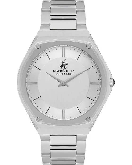 Ανδρικό ρολόι Beverly Hills Polo Club BP3545X.330, Ασημί καντράν, Μπρασελέ από Ανοξείδωτο ατσάλι