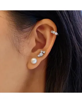 Ania Haie Cascade Shell Pearl Station Drop Earrings E075-11H, view 2