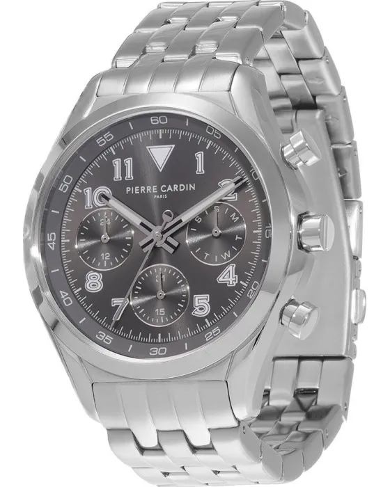 Ανδρικό ρολόι Pierre Cardin Vaugirard CF.1019.MS.3, Γκρι καντράν, Μπρασελέ από Ανοξείδωτο ατσάλι