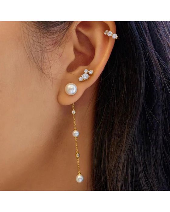 Σκουλαρίκια Ania Haie Cascade Shell Pearl Station Drop E075-11G - 