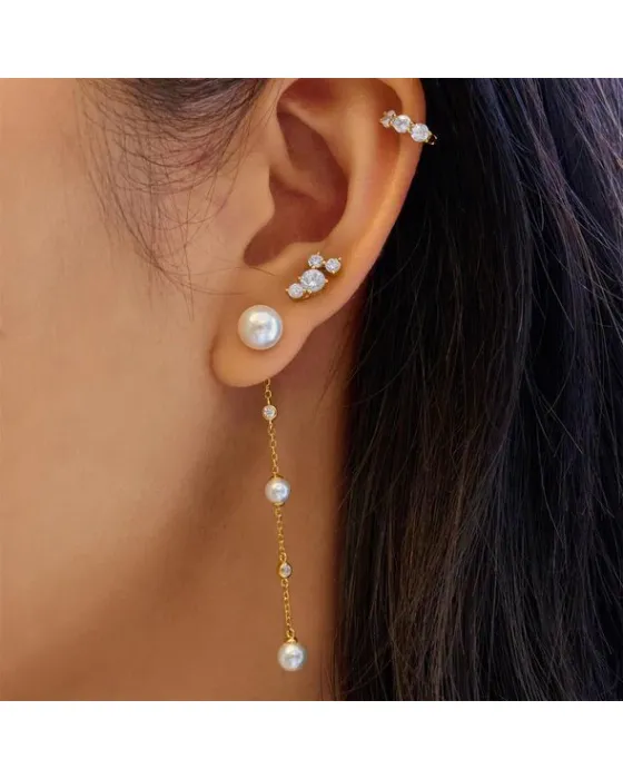 Σκουλαρίκια Ania Haie Cascade Shell Pearl Station Drop E075-11G - 