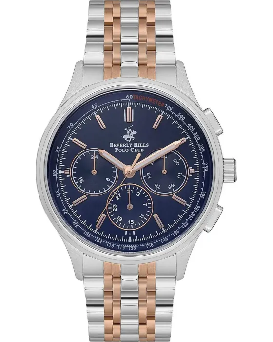Ανδρικό ρολόι Beverly Hills Polo Club BP3556X.590, Μπλε καντράν, Μπρασελέ από Ανοξείδωτο ατσάλι