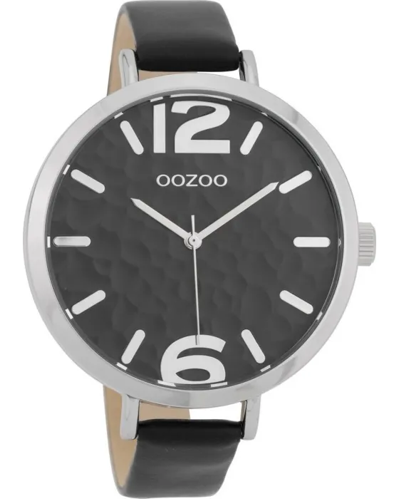 Men's watch Oozoo Timepieces XL C9714, Silver dial, Strap in Leather