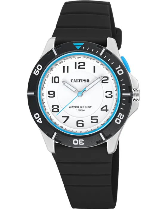Ανδρικό ρολόι Calypso K5857 / 1, Λευκό καντράν, Λουρί από Καουτσούκ