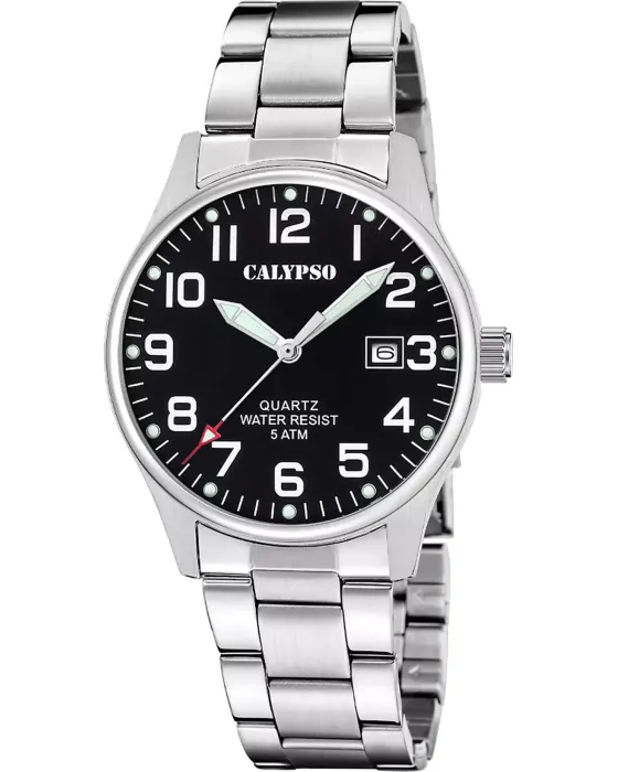 Ανδρικό ρολόι Calypso K5860 / 4, Μαύρο καντράν, Μπρασελέ από Ανοξείδωτο ατσάλι