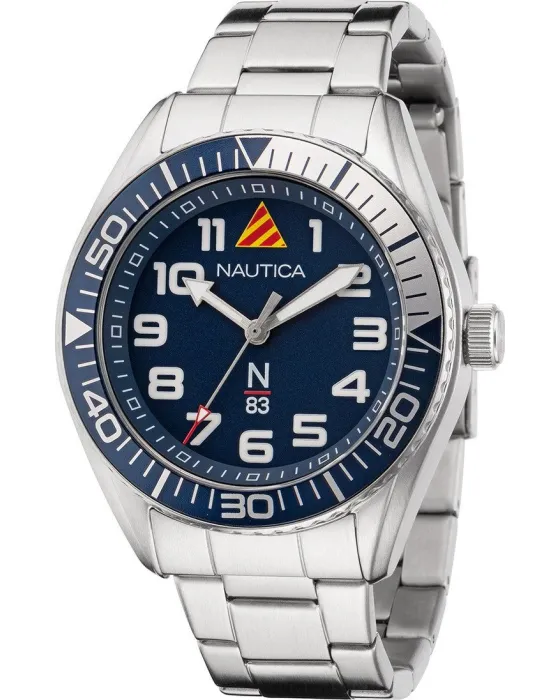 Male watch Nautica N83 Finn World NAPFWF204, Blue dial, Bracelet in Stainless Steel