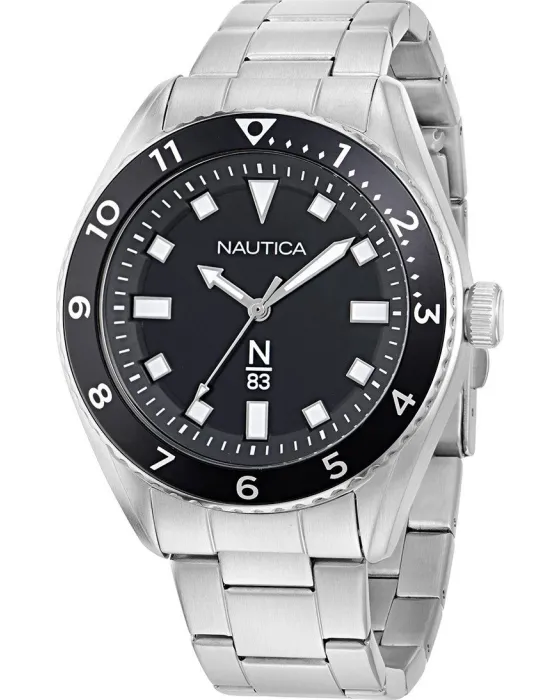 Male watch Nautica N83 Finn World NAPFWF406, Black dial, Bracelet in Stainless Steel