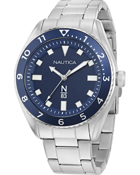 Male watch Nautica N83 Finn World NAPFWF407, Blue dial, Bracelet in Stainless Steel