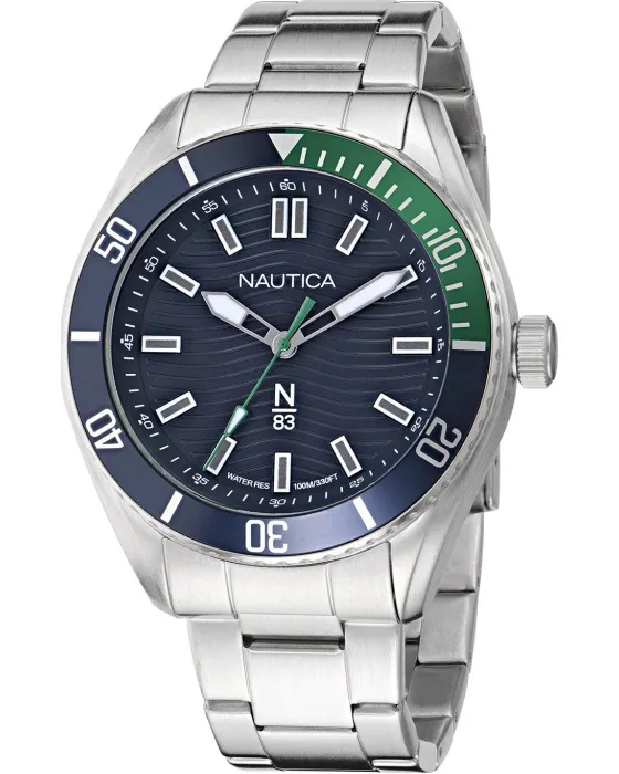 Male watch Nautica N83 Finn World NAPFWS502, Blue dial, Bracelet in Stainless Steel
