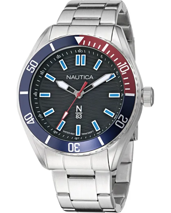 Male watch Nautica N83 Finn World NAPFWS503, Black dial, Bracelet in Stainless Steel