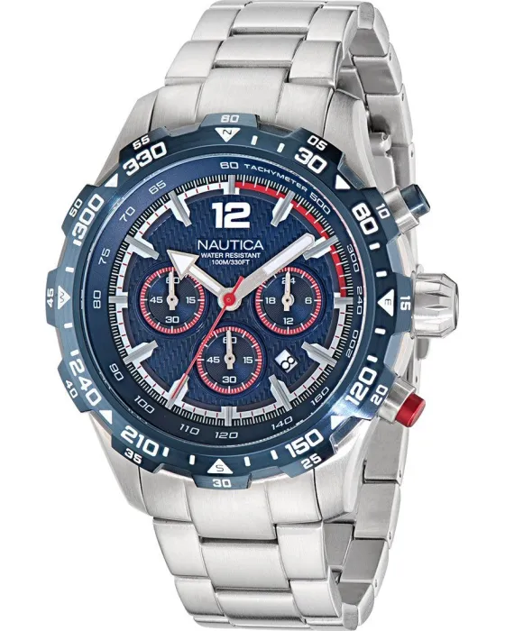 Ανδρικό ρολόι Nautica NST Chronograph NAPNSS404, Μπλε καντράν, Μπρασελέ από Ανοξείδωτο ατσάλι
