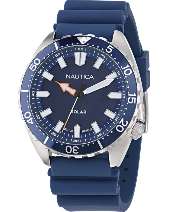 Male watch Nautica Vintage Solar NAPNVF401, Blue dial, Strap in Silicone