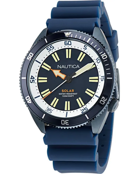 Male watch Nautica Vintage Solar NAPNVS403, Blue dial, Strap in Silicone