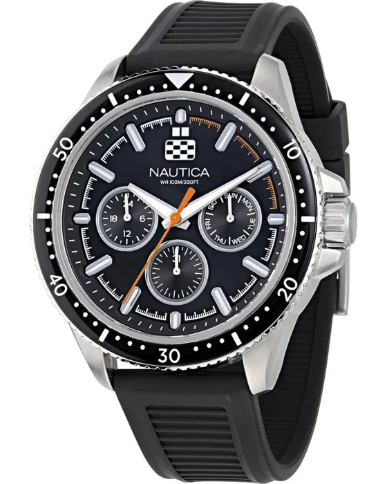 Male watch Nautica NCT Windrose NAPWRF401, Black dial, Strap in Silicone