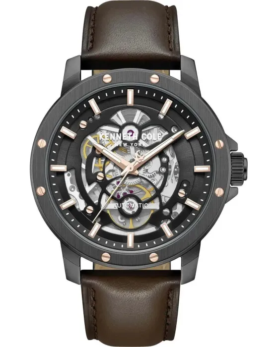 Male watch Kenneth Cole Harrison Automatic KCWGX0088904, Black dial, Strap in Leather
