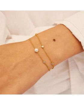 Βραχιόλι Ania Haie Shell Pearl and Bezel-Set Sparkle B075-01G - 