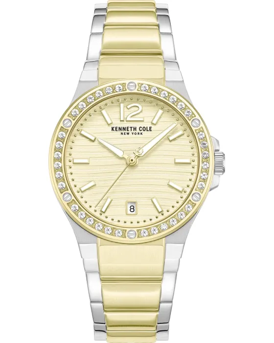 Women's watch Kenneth Cole Glenville KCWLH0088303, Gold dial, Bracelet in Stainless Steel