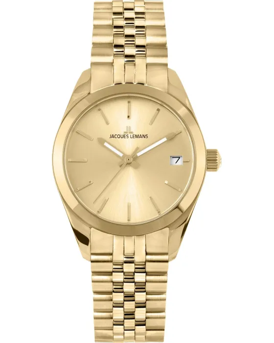 Women's watch Jacques Lemans Derby 1-2132F, Gold dial, Bracelet in Stainless Steel